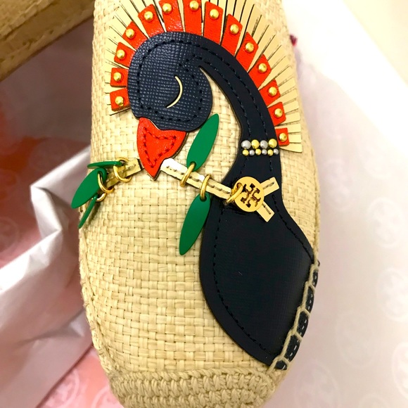 Tory Burch Parrot Espadrille Raffia/Calf Leather - Picture 5 of 13